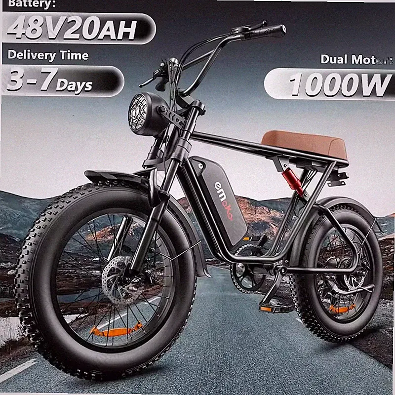 EMOKO C91 Electric Bike 1000W 48V 20Ah Fat Tire Mountain Bike 20" Moped Bicycle